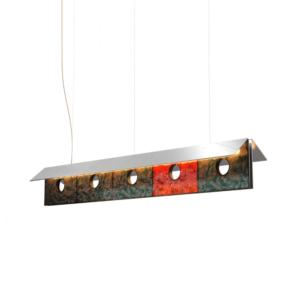 Bolda Atelier 01E Palette Suspension Lamp: 3 + Flame Orange + Steel Grey