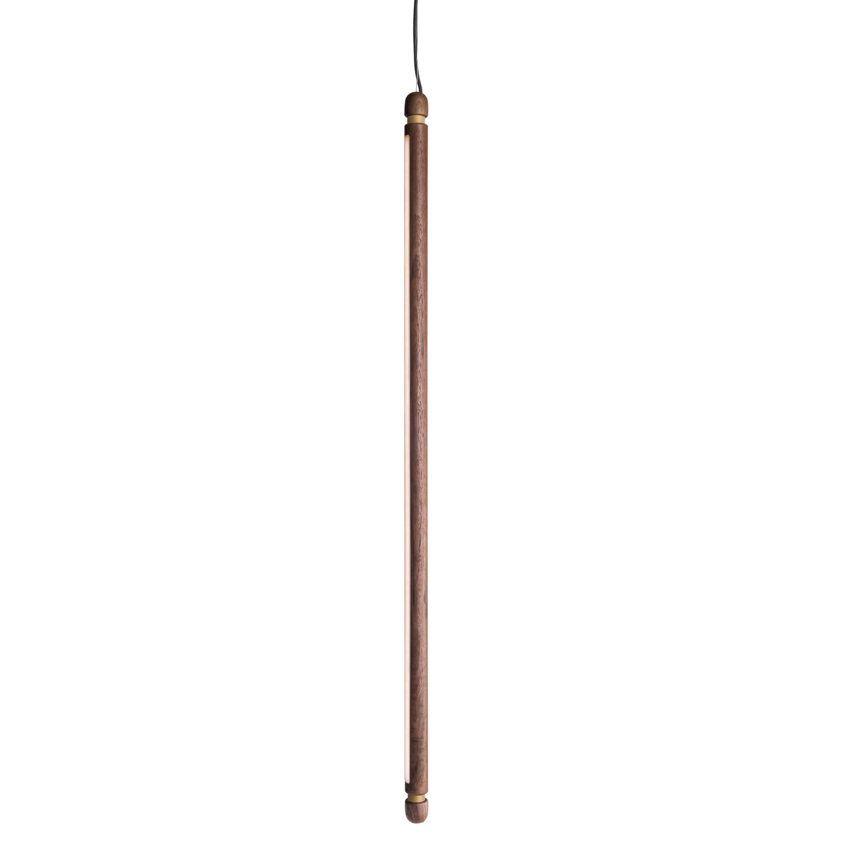 Linea Suspension Lamp: Vertical + Walnut + Brass