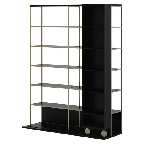 Literatura Selection Shelf: Composition 3 + Ebony Stained Oak + With Glider Shelf