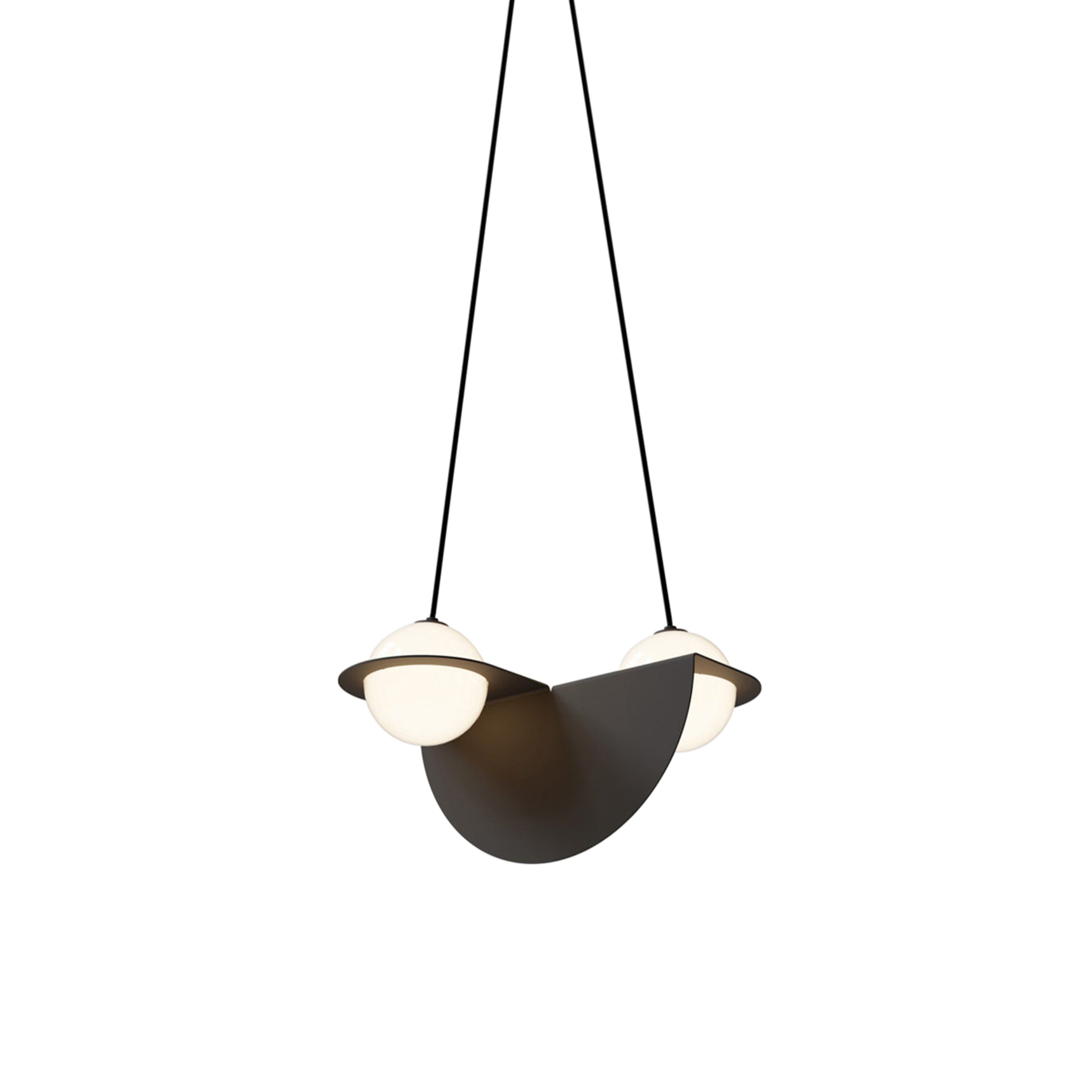Laurent 01 Suspension Lamp: Textured Black + Black + Angled Wires