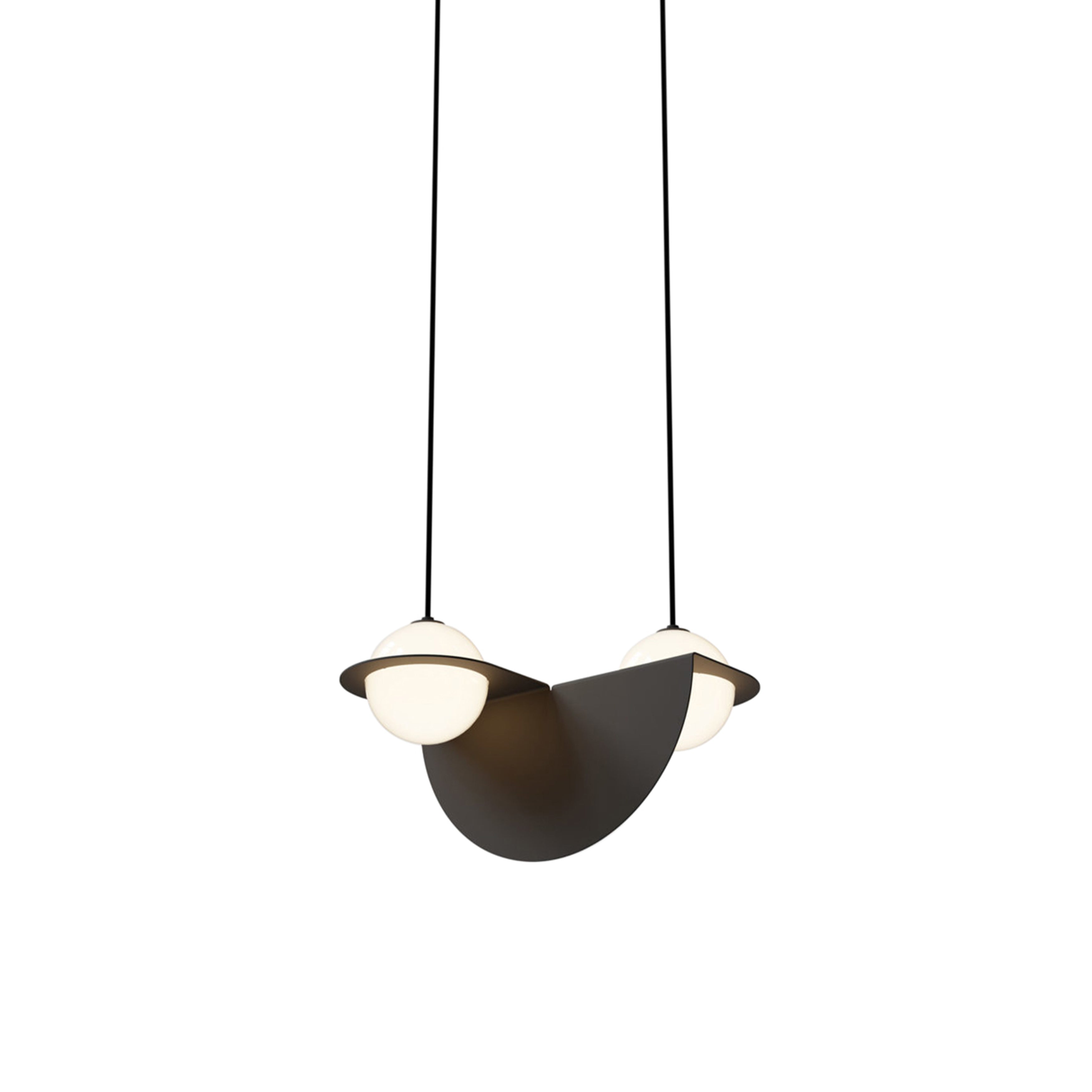 Laurent 01 Suspension Lamp: Textured Black + Black