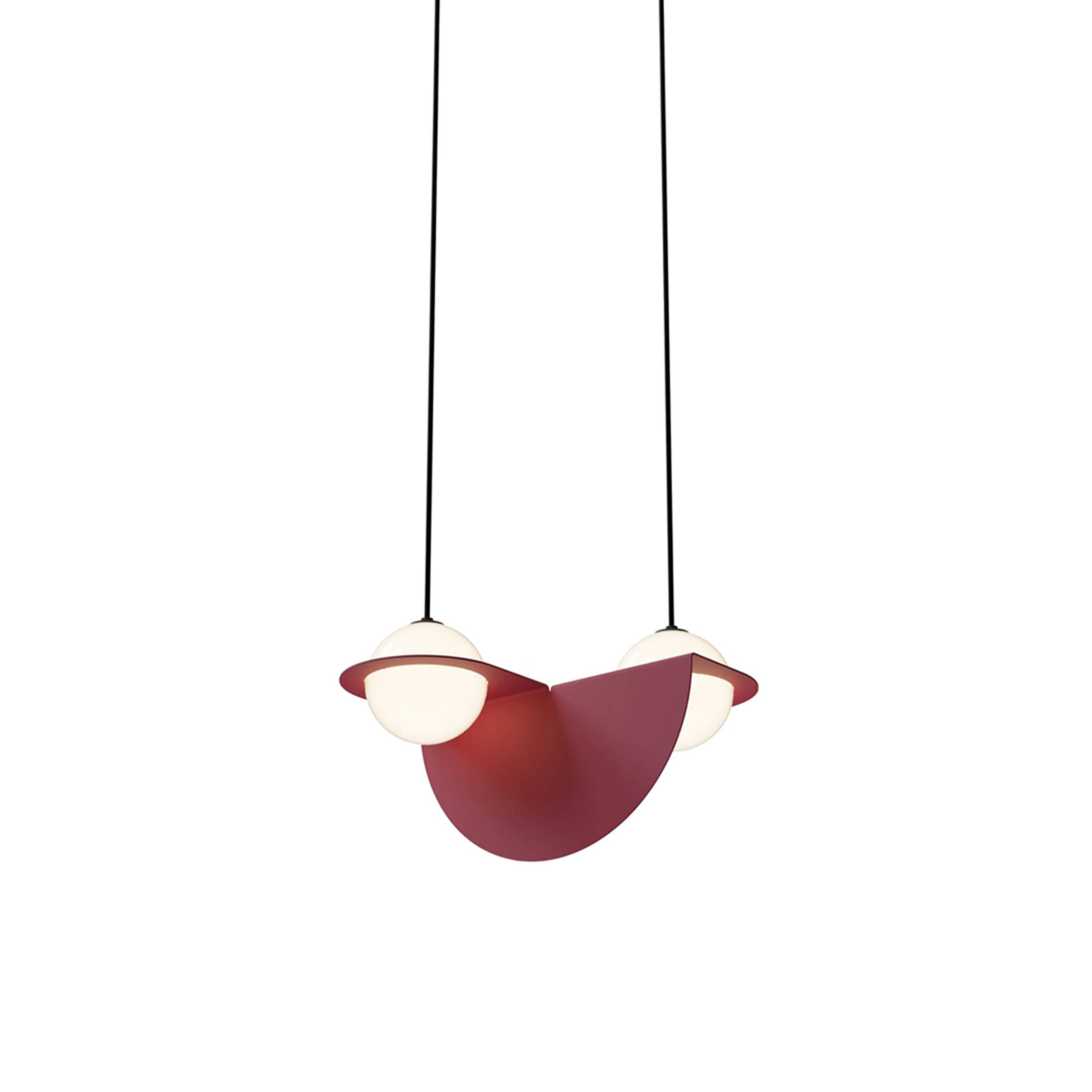 Laurent 01 Suspension Lamp: Textured Burgundy + Black
