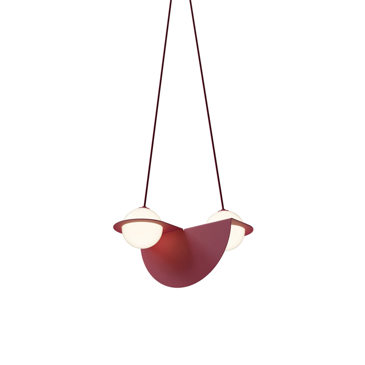 Laurent 01 Suspension Lamp: Burgundy + Burgundy + Angled Wires