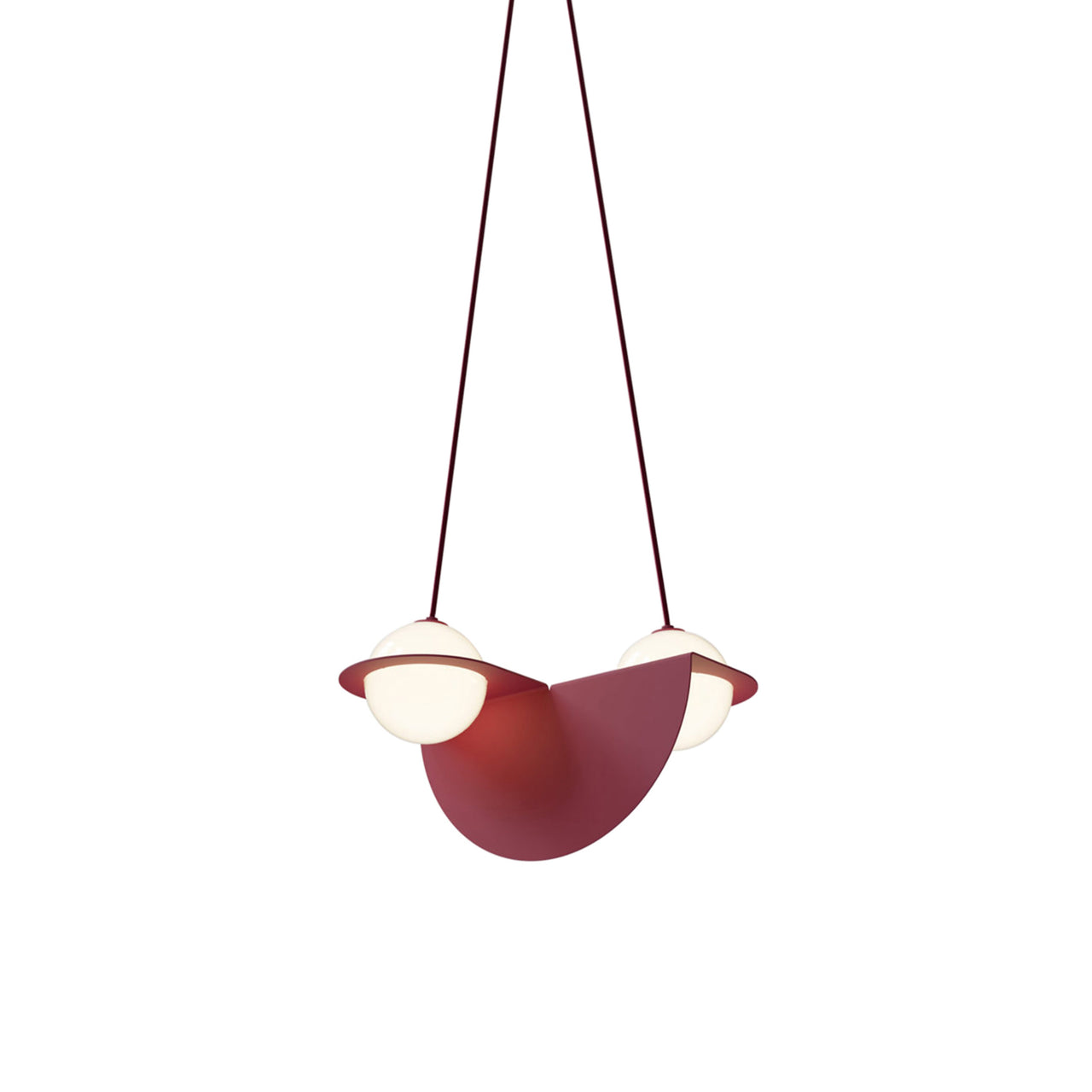 Laurent 01 Suspension Lamp: Textured Burgundy + Burgundy + Angled Wires