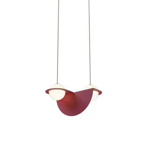 Laurent 01 Suspension Lamp: Textured Burgundy + Beige