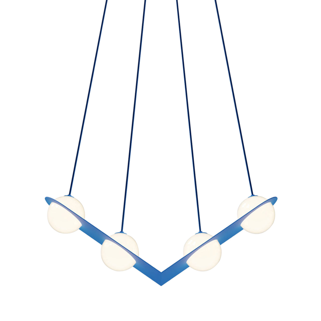 Laurent 02 Suspension Lamp: Blue + Blue + Angled Wires