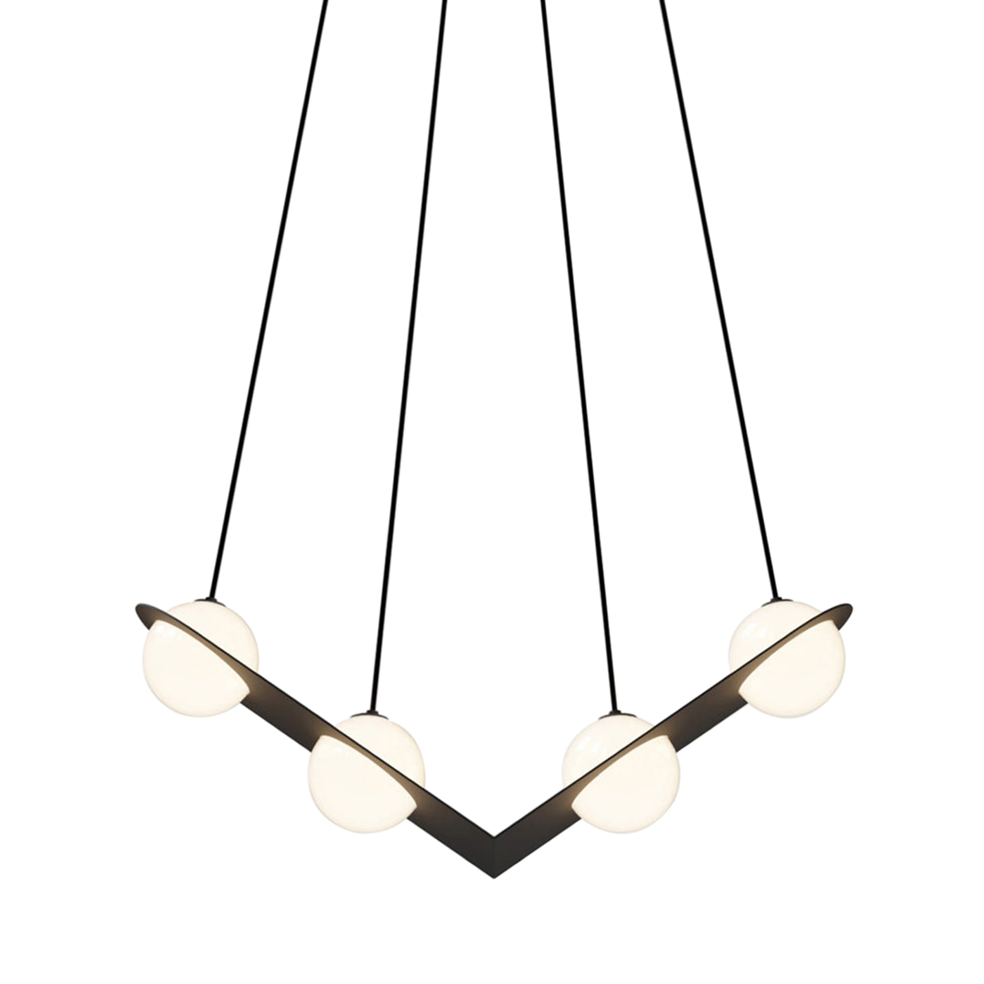 Laurent 02 Suspension Lamp: Black + Black + Angled Wires