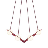 Laurent 02 Suspension Lamp: Burgundy + Burgundy + Angled Wires