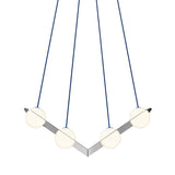 Laurent 02 Suspension Lamp: Nickel Plated + Blue + Angled Wires