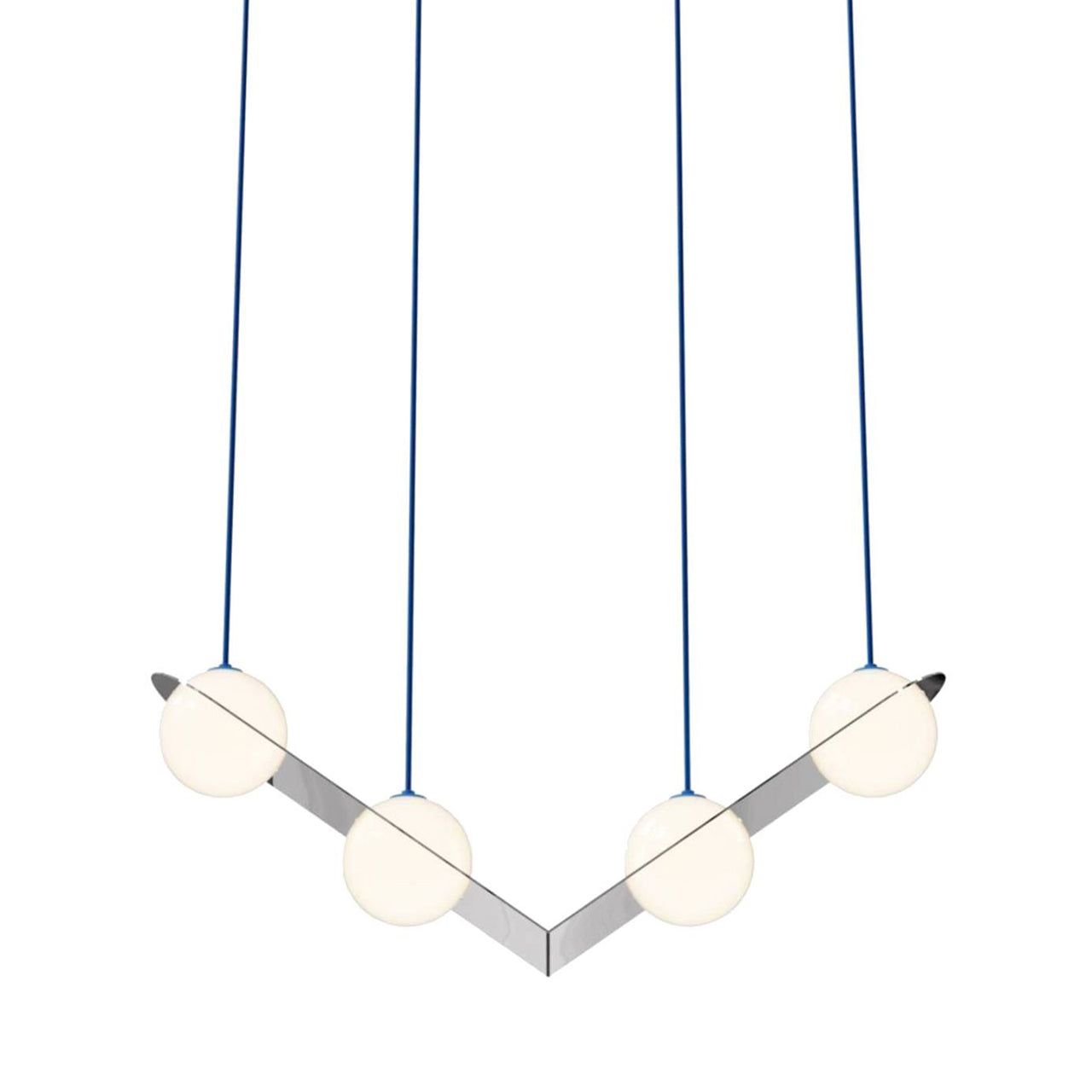 Laurent 02 Suspension Lamp: Nickel Plated + Blue