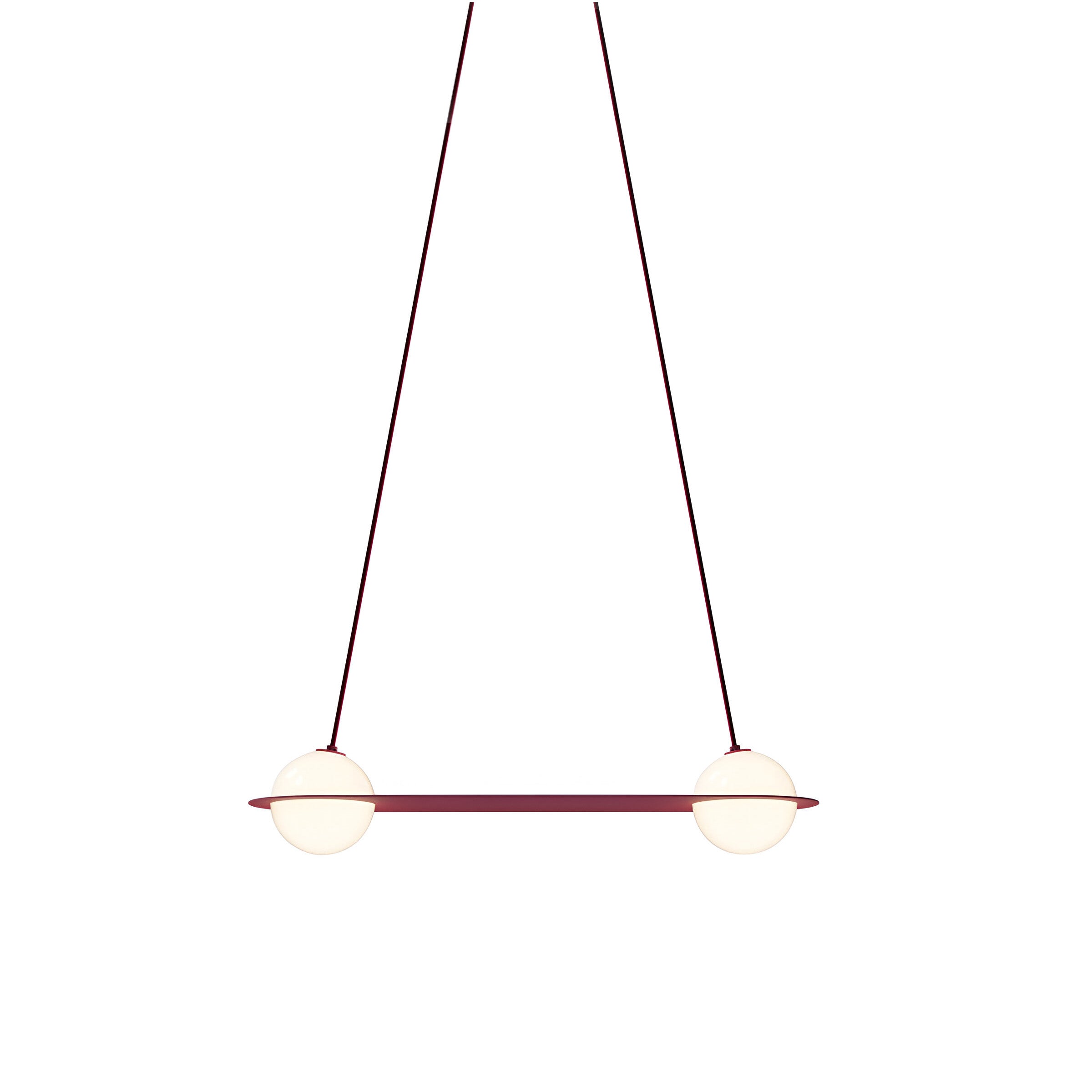 Laurent 03 Suspension Lamp: Textured Burgundy + Burgundy + Angled Wires