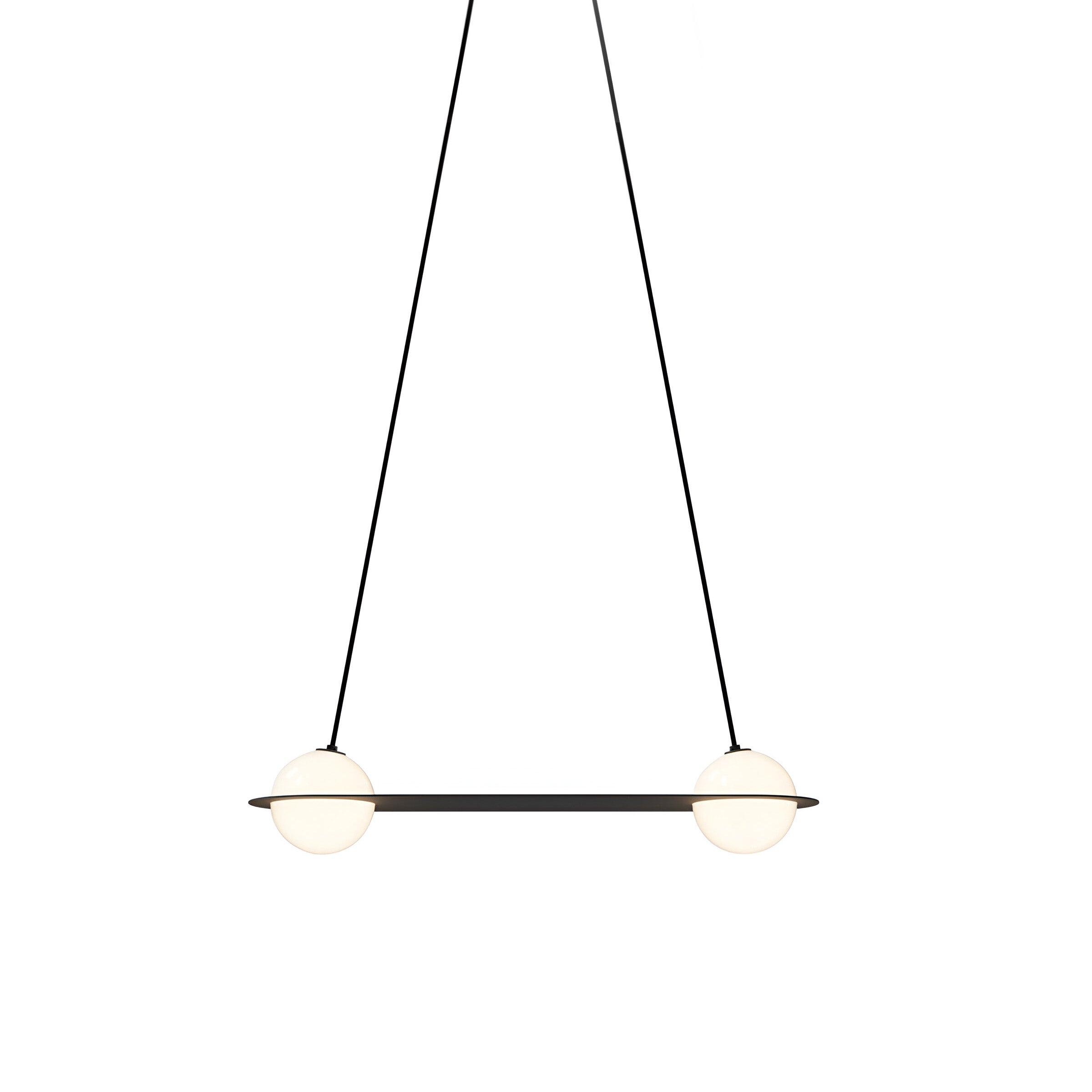 Laurent 03 Suspension Lamp: Textured Black + Black +  Angled Wires