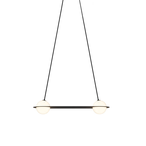 Laurent 03 Suspension Lamp: Textured Black + Black +  Angled Wires