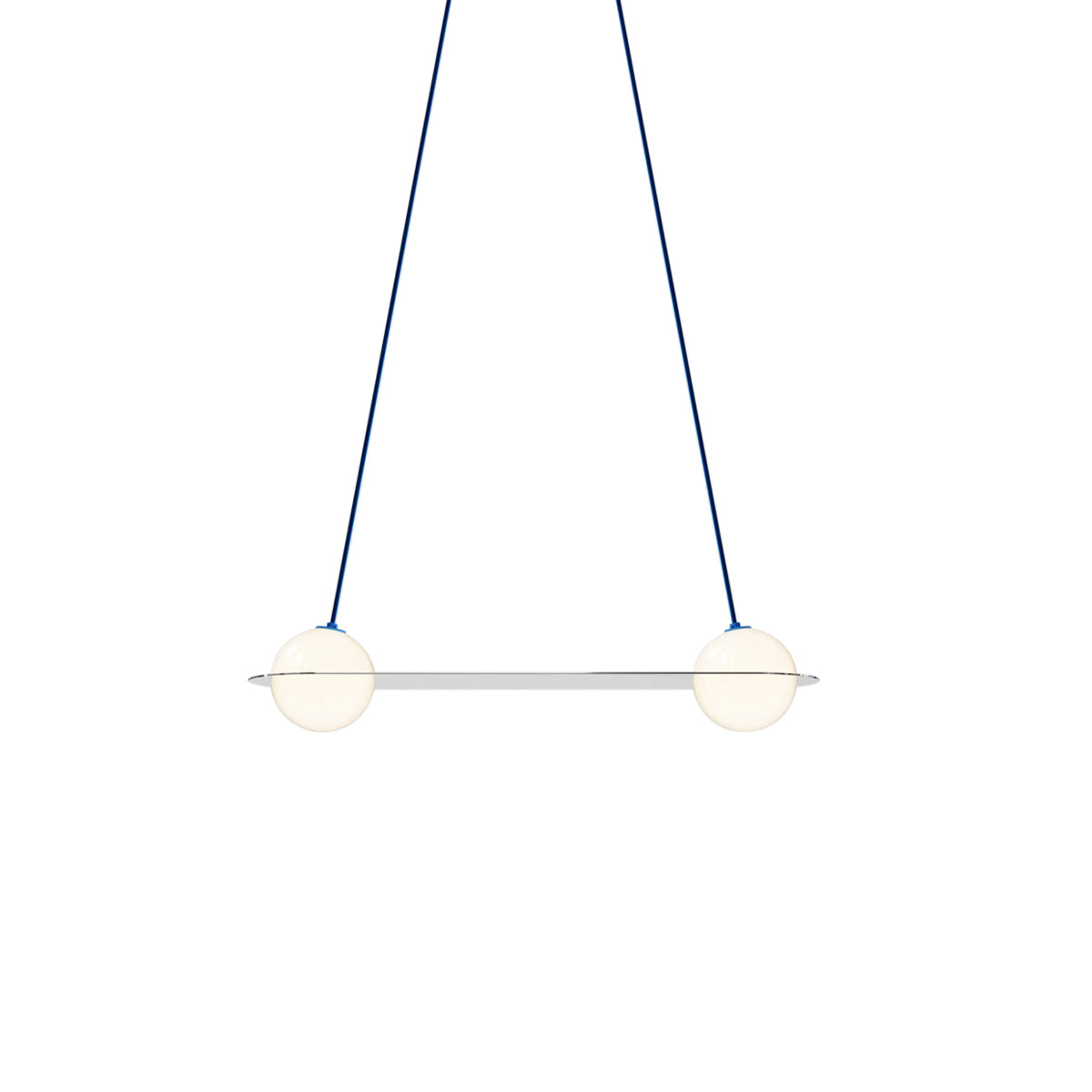 Laurent 03 Suspension Lamp: Nickel Plated + Blue + Angled Wires