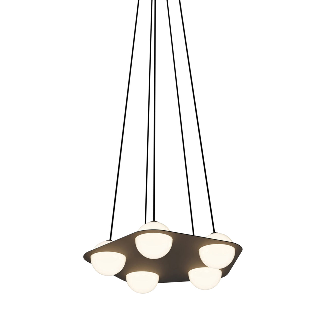 Laurent 04 Suspension Lamp: Black + Black + Angled Wires