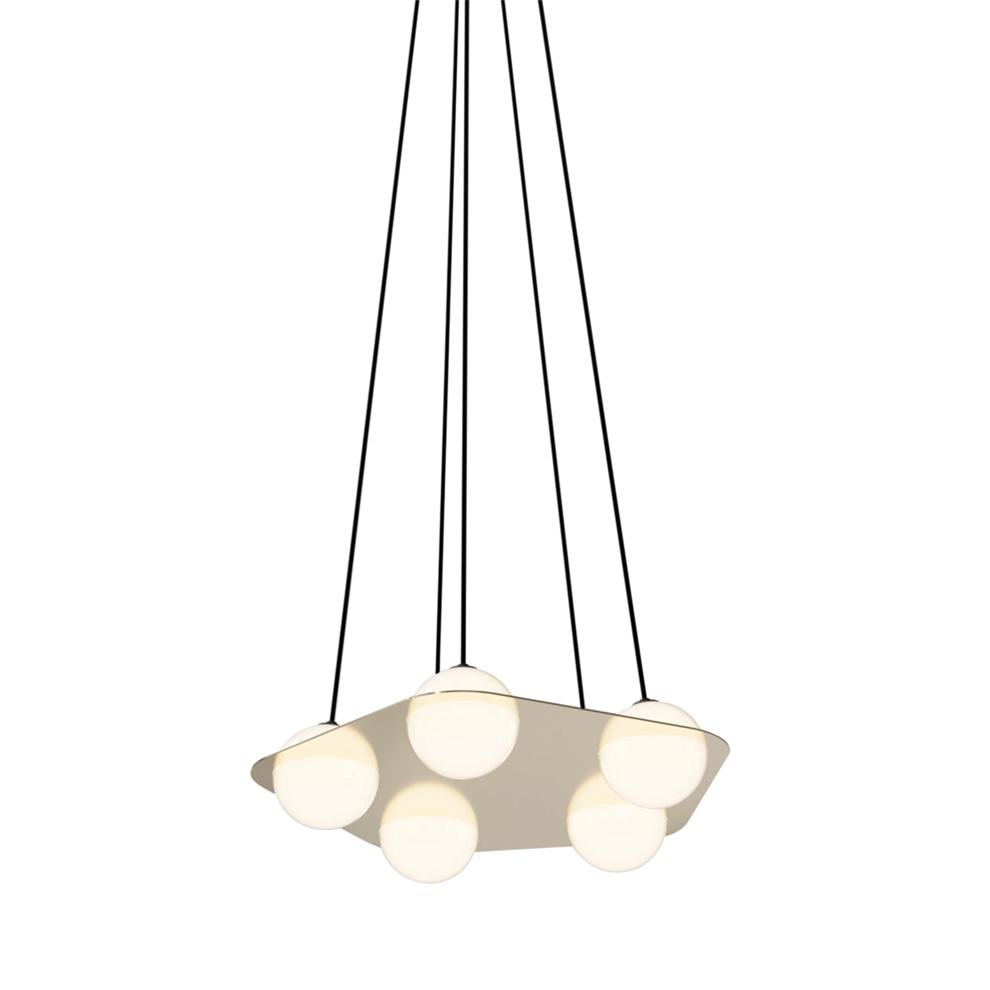 Laurent 04 Suspension Lamp: Brass + Black + Angled Wires