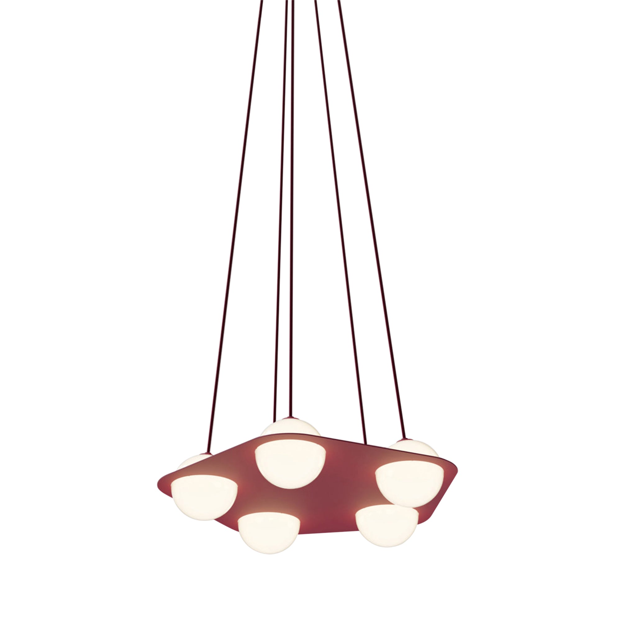 Laurent 04 Suspension Lamp: Burgundy + Burgundy + Angled Wires