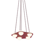 Laurent 04 Suspension Lamp: Burgundy + Burgundy + Angled Wires