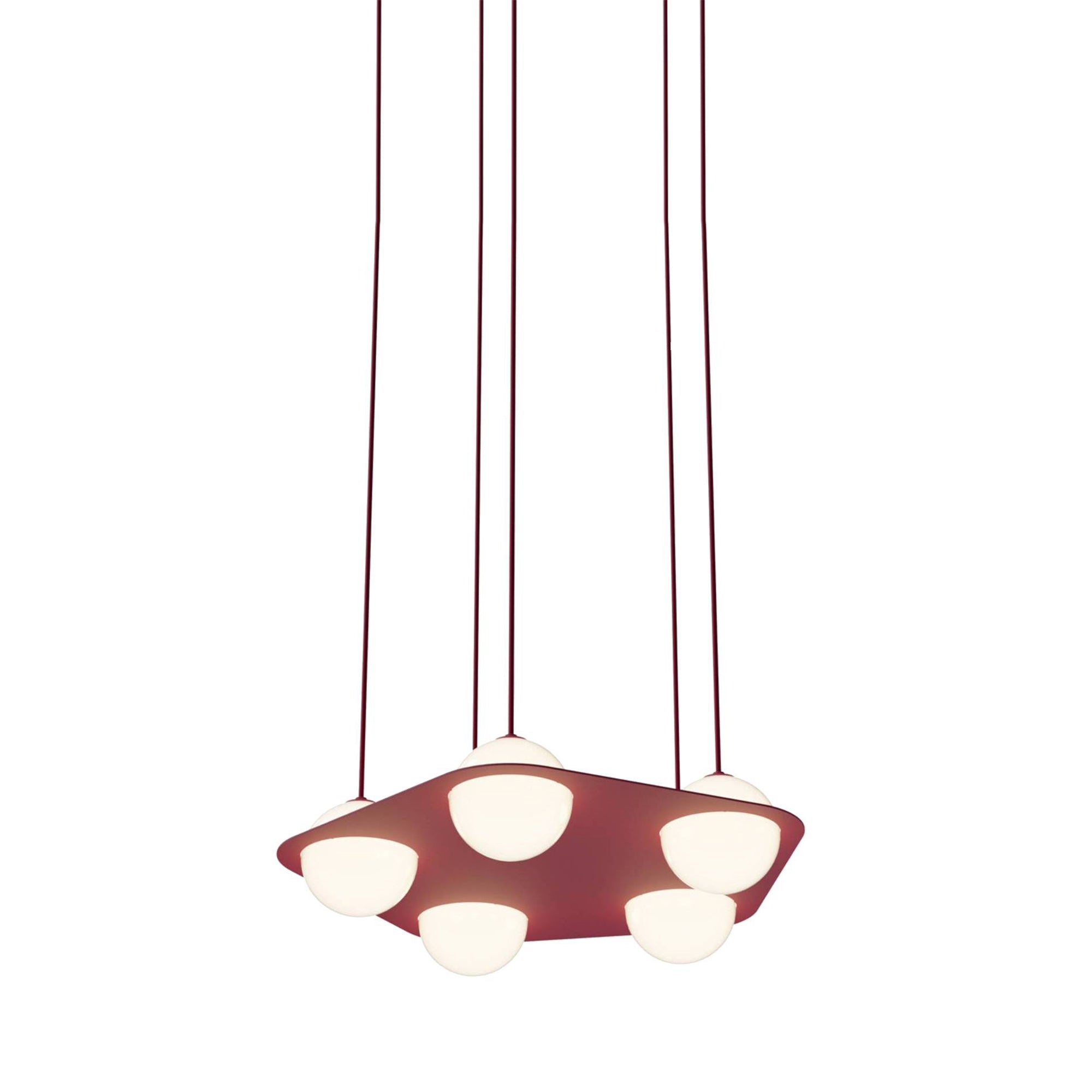 Laurent 04 Suspension Lamp: Burgundy + Burgundy