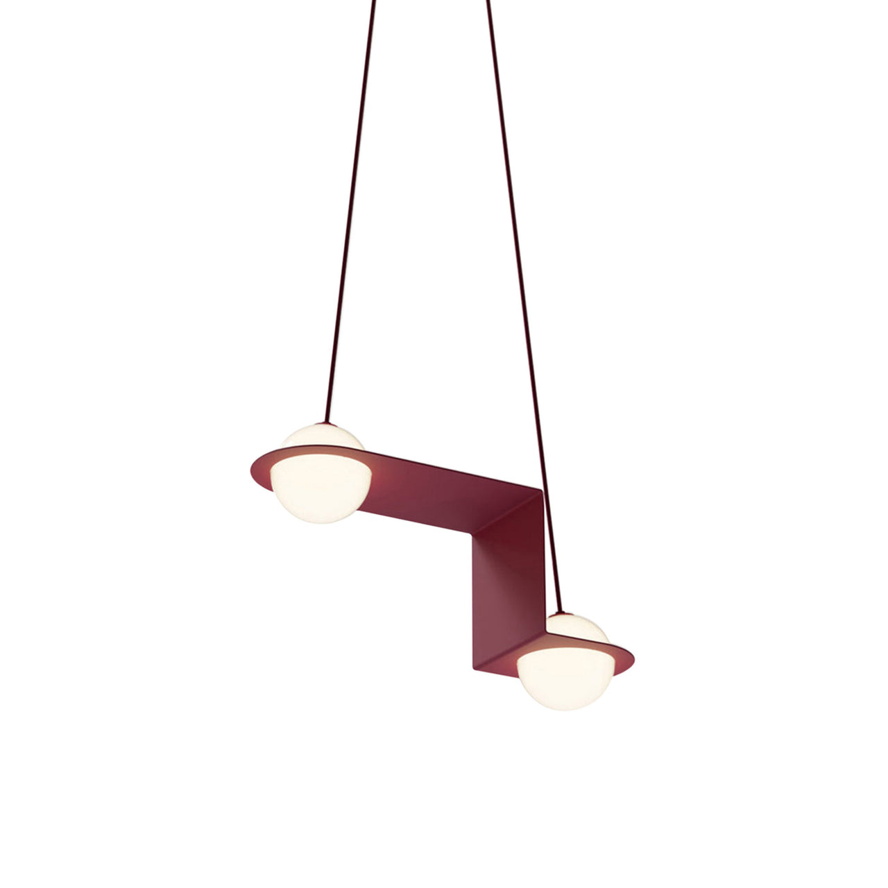 Laurent 06 Suspension Lamp: Textured Burgundy + Burgundy + Angled Wires