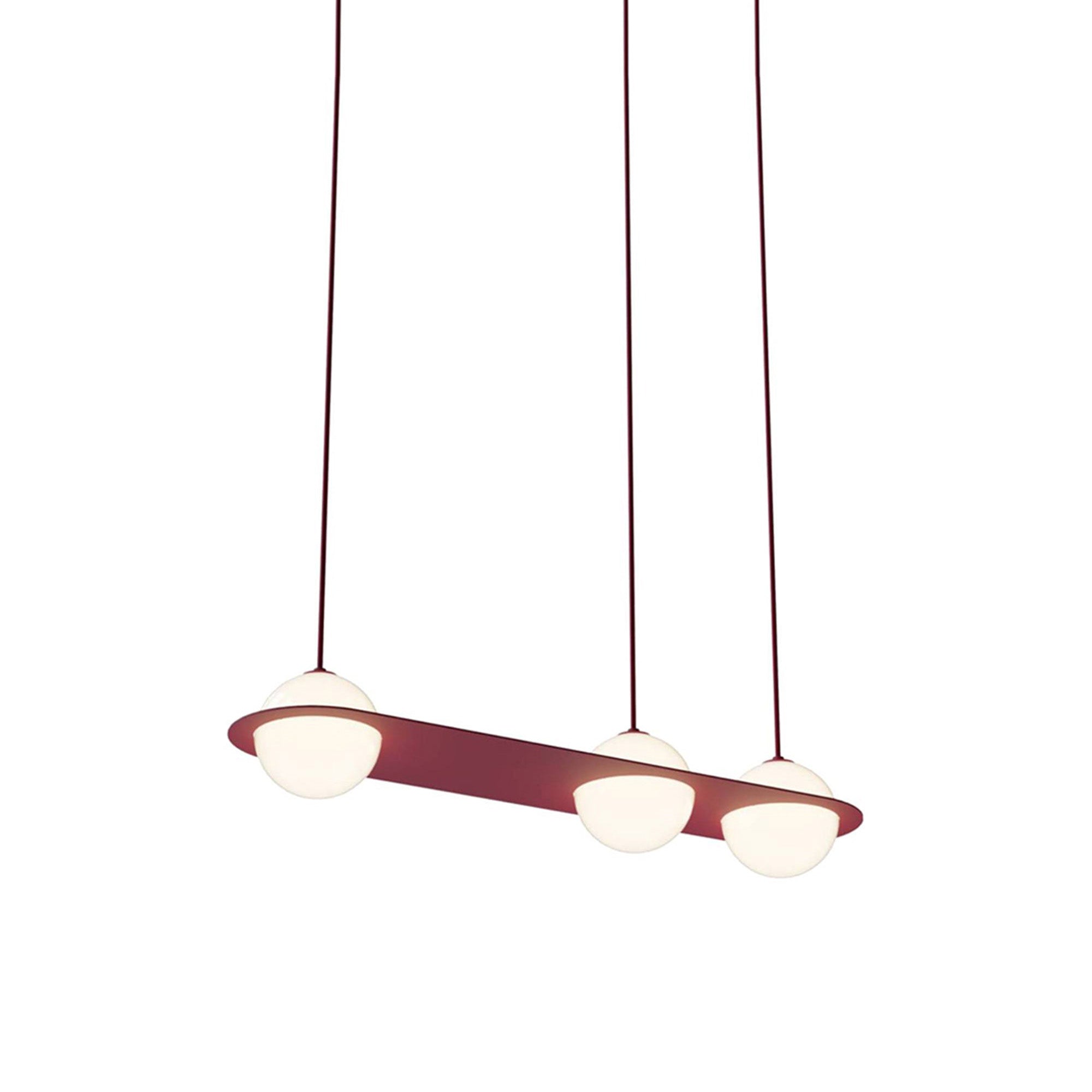 Laurent 07 Suspension Lamp: Textured Burgundy + Burgundy 