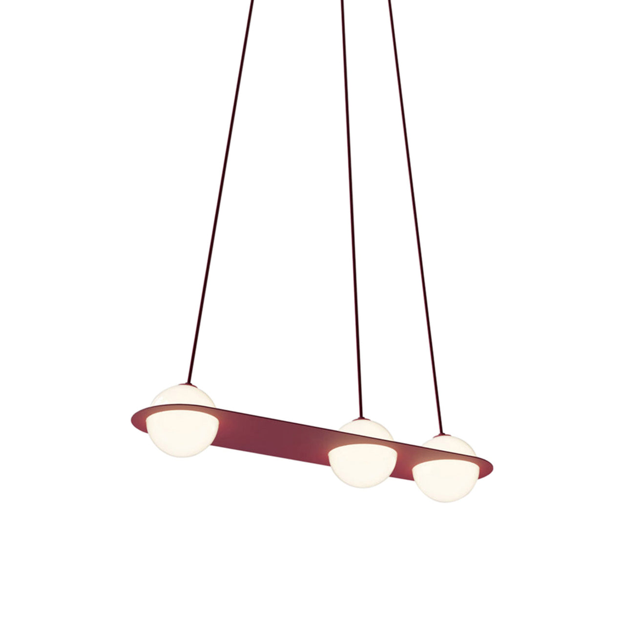 Laurent 07 Suspension Lamp: Textured Burgundy + Burgundy + Angled Wires