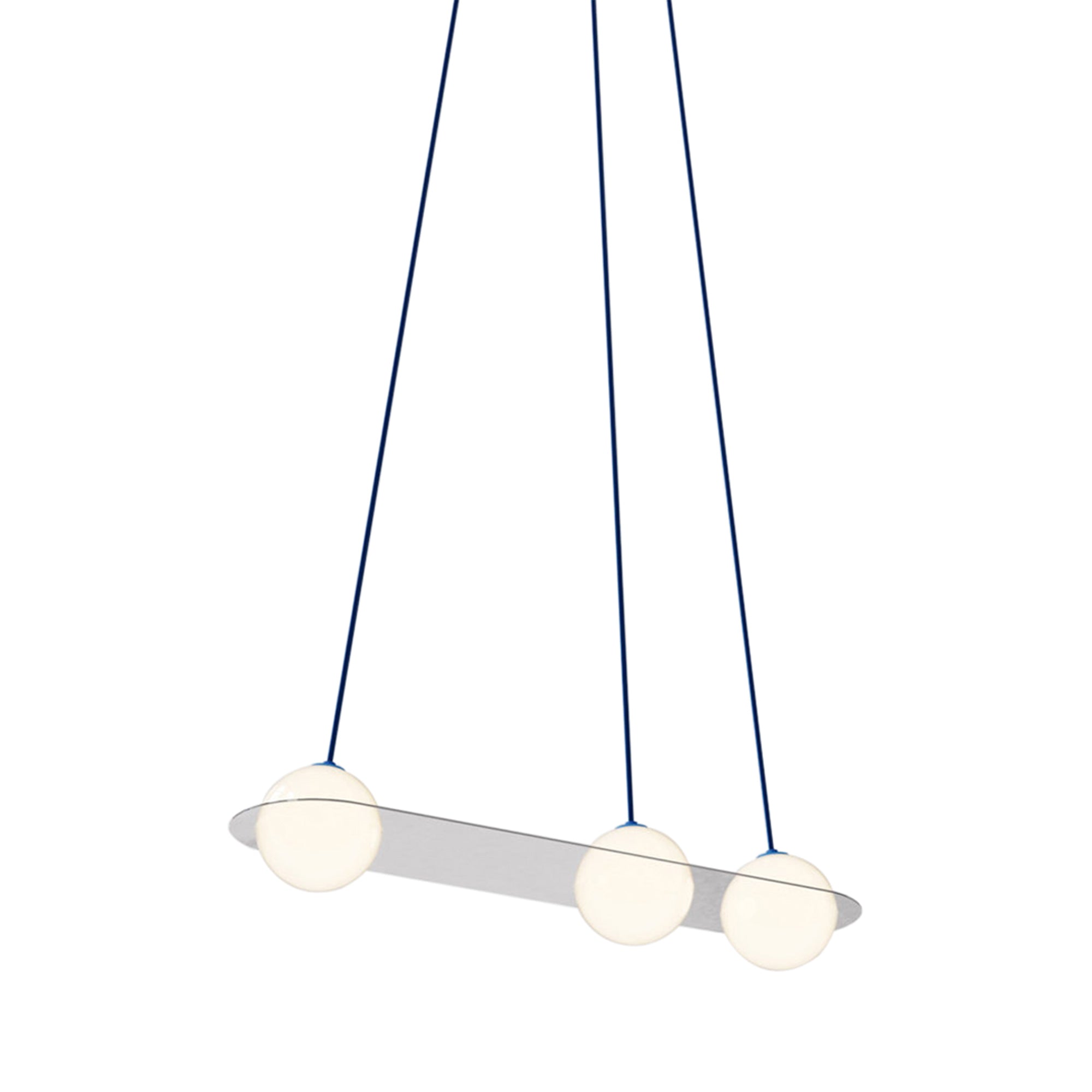 Laurent 07 Suspension Lamp: Nickel Plated + Blue + Angled Wires