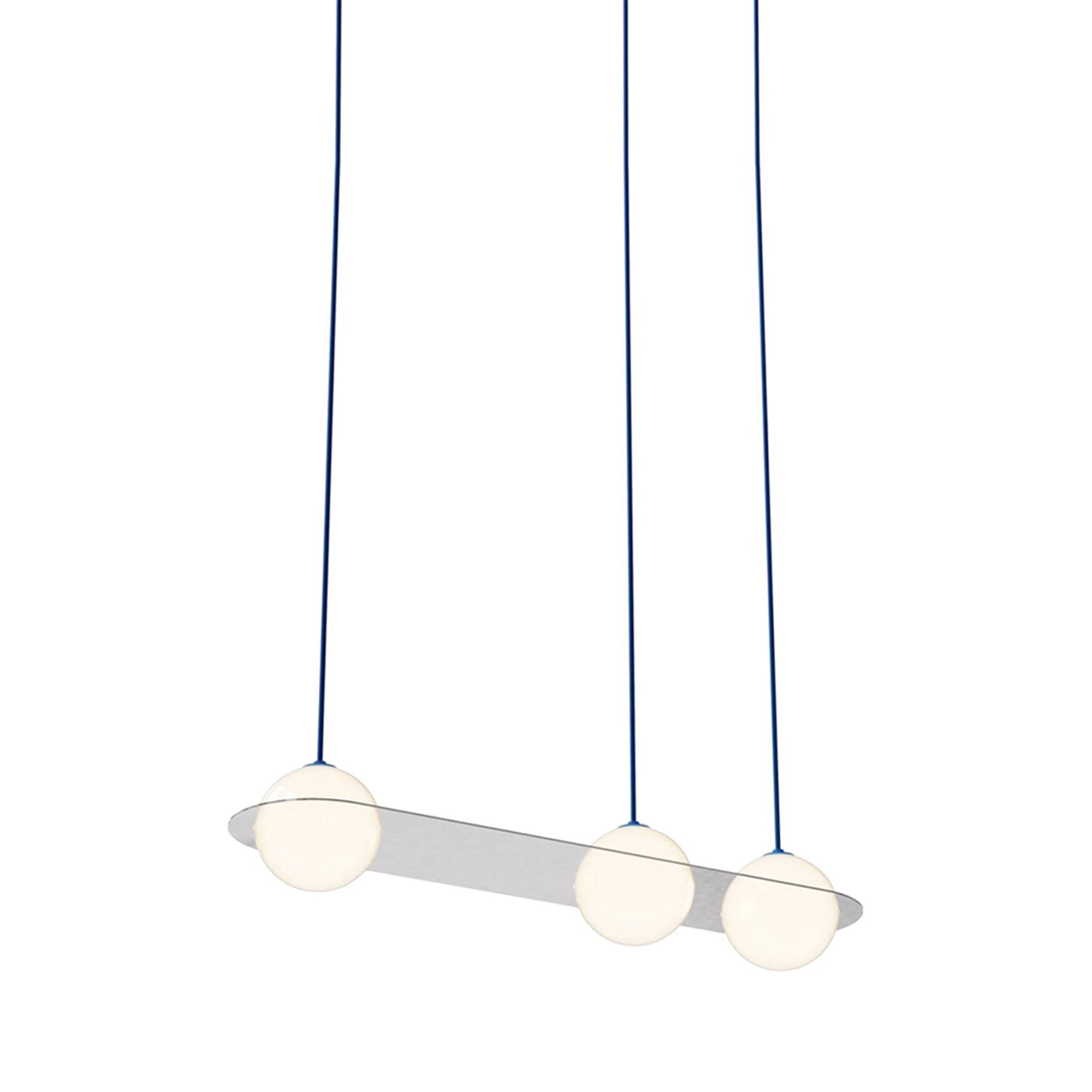 Laurent 07 Suspension Lamp: Nickel Plated + Blue