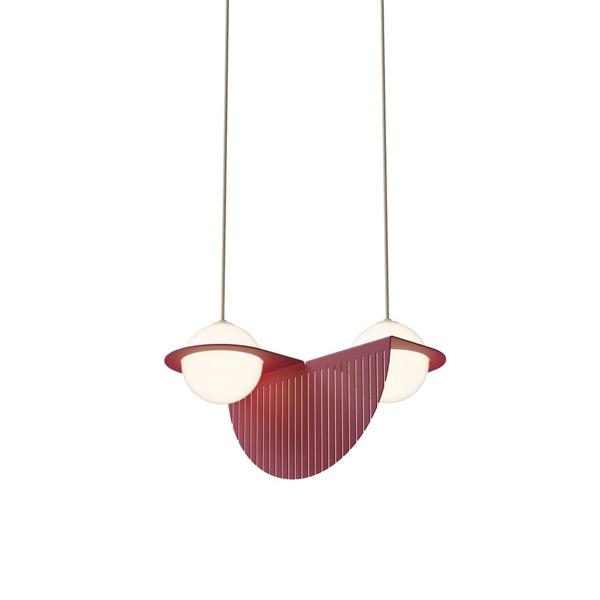 Laurent 09 Suspension Lamp: Textured Burgundy + Black