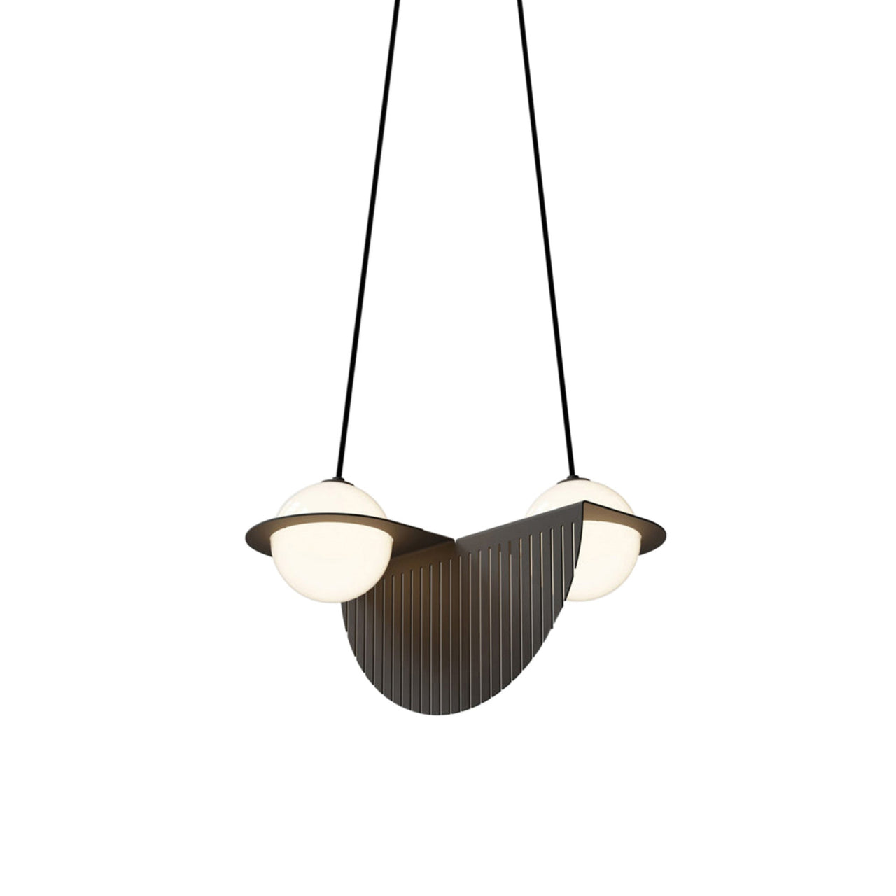 Laurent 09 Suspension Lamp: Textured Black + Black + Angled Wires