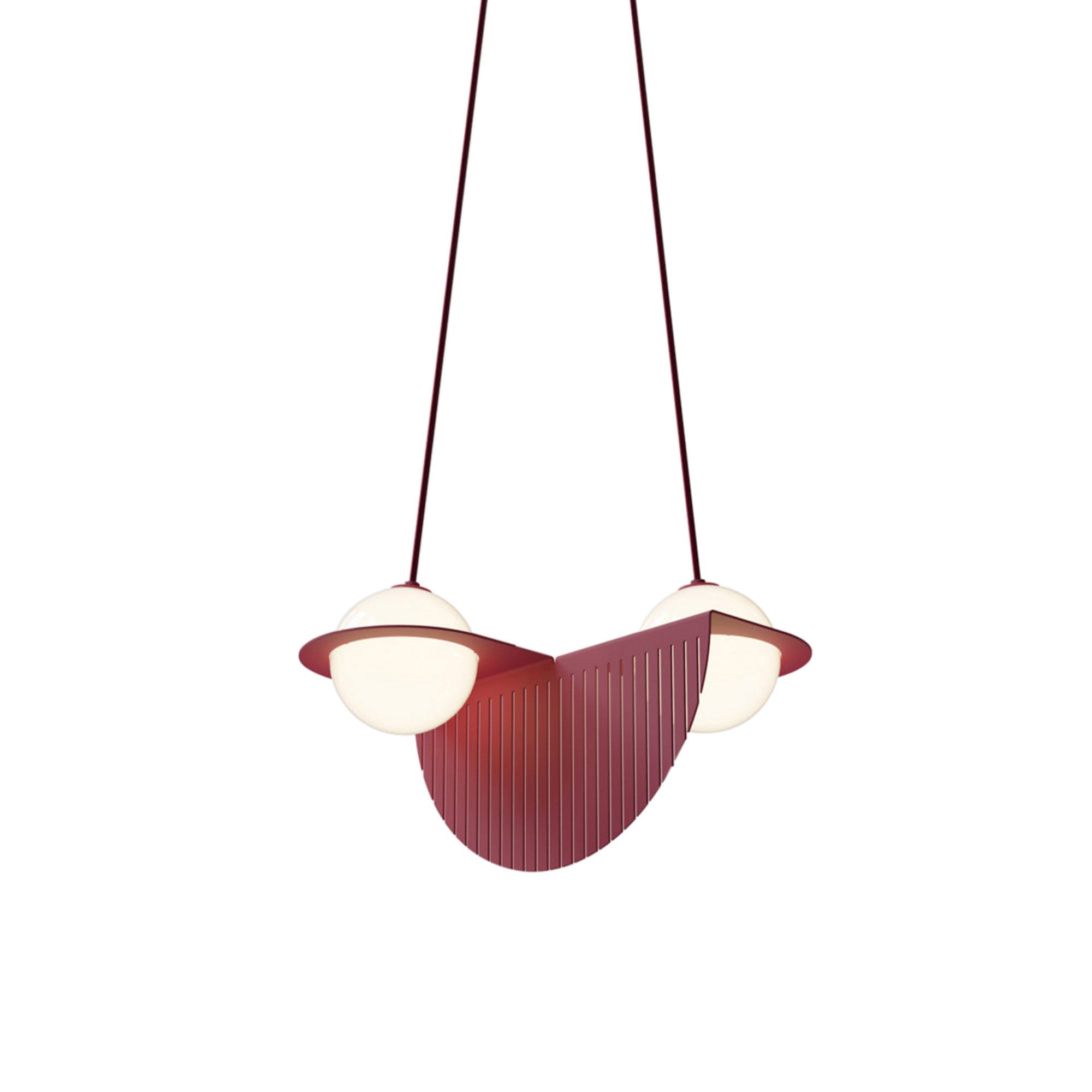 Laurent 09 Suspension Lamp: Textured Burgundy + Burgundy + Angled Wires