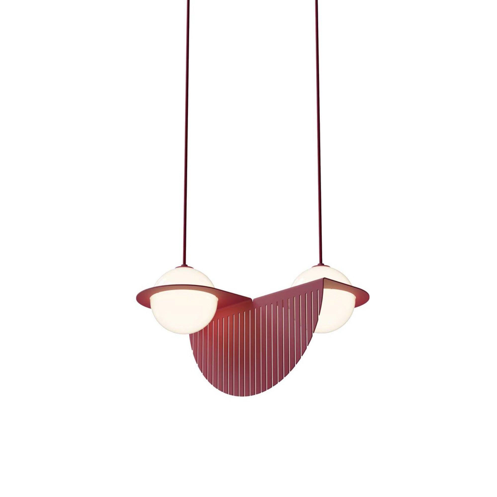 Laurent 09 Suspension Lamp: Textured Burgundy + Burgundy