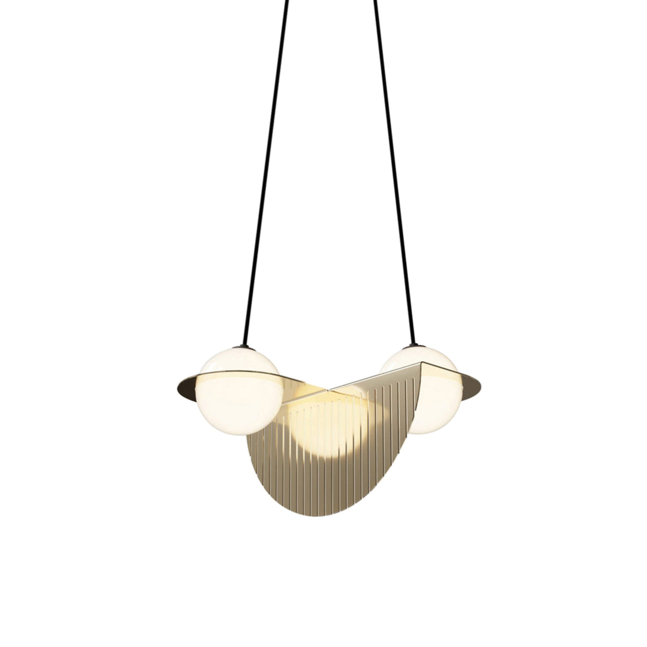 Laurent 09 Suspension Lamp: Brass + Black + Angled Wires