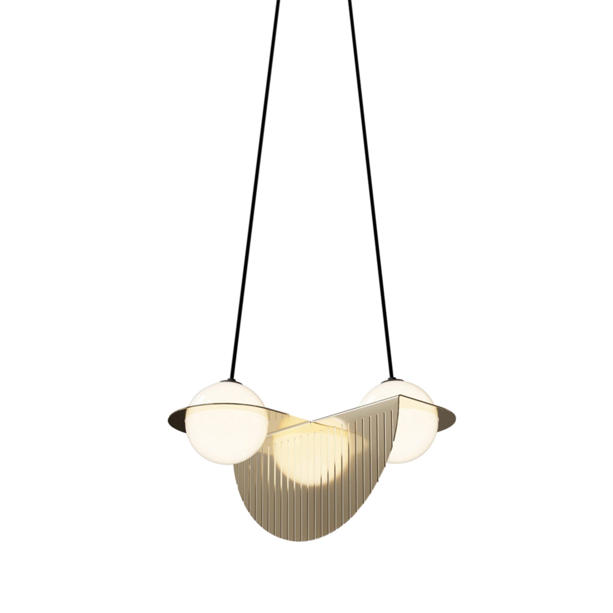 Laurent 09 Suspension Lamp: Brass + Black + Angled Wires