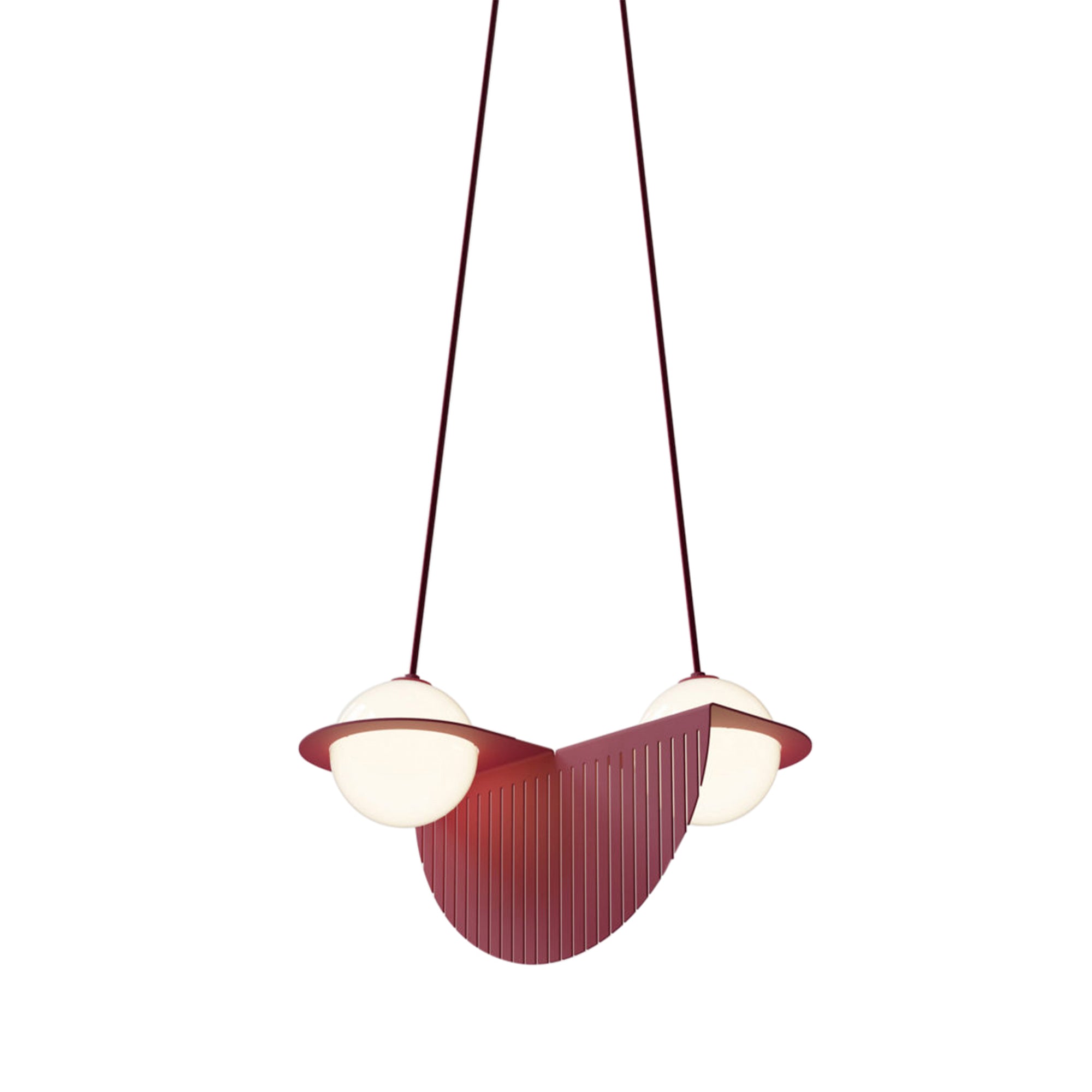 Laurent 09 Suspension Lamp: Burgundy + Burgundy + Angled Wires