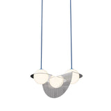 Laurent 09 Suspension Lamp: Nickel Plated + Blue