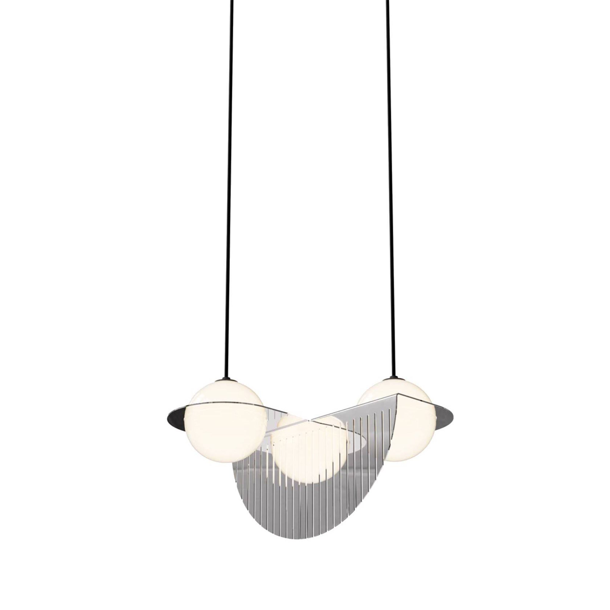 Laurent 09 Suspension Lamp: Nickel Plated + Black