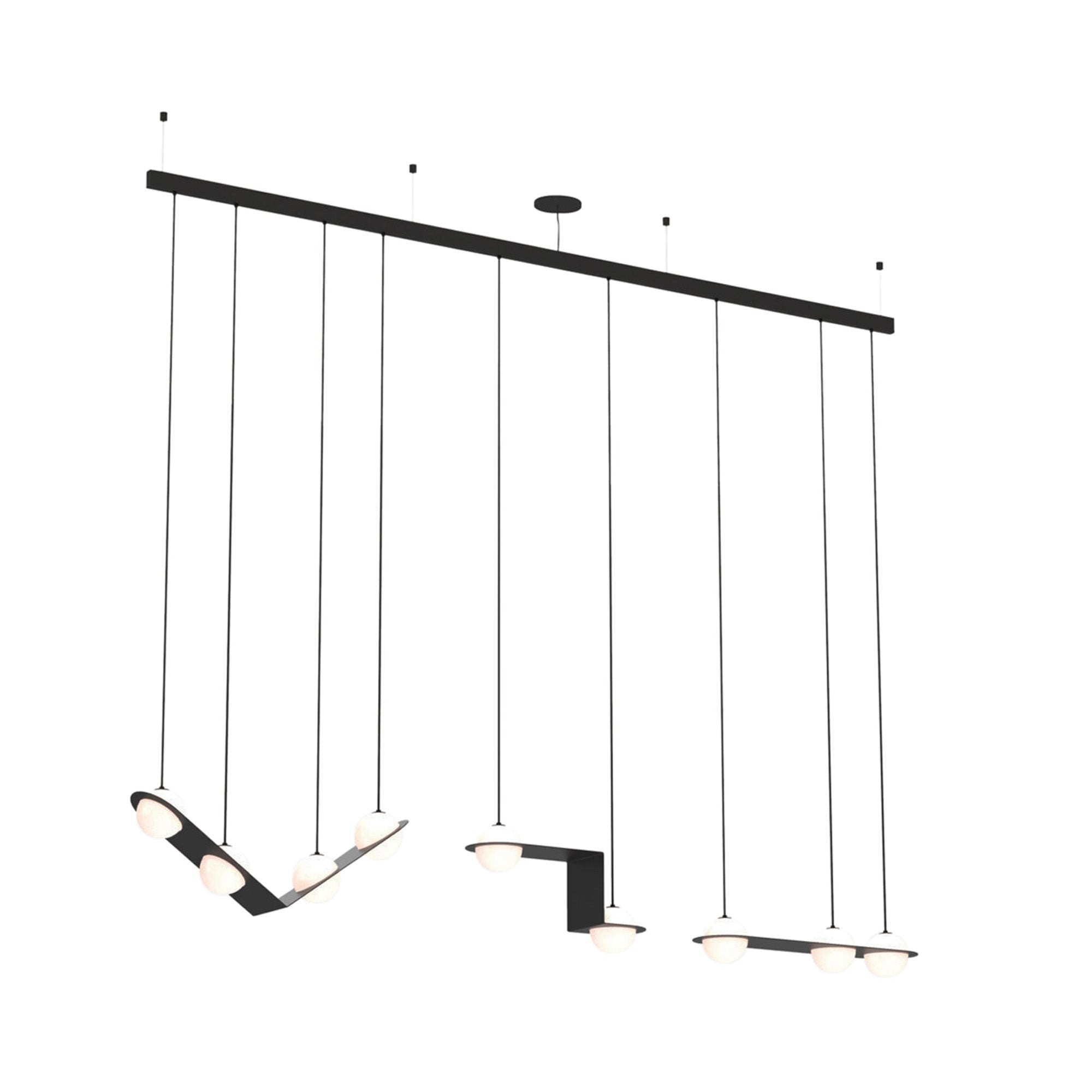 Laurent 13 Suspension Lamp: Textured Black + Black
