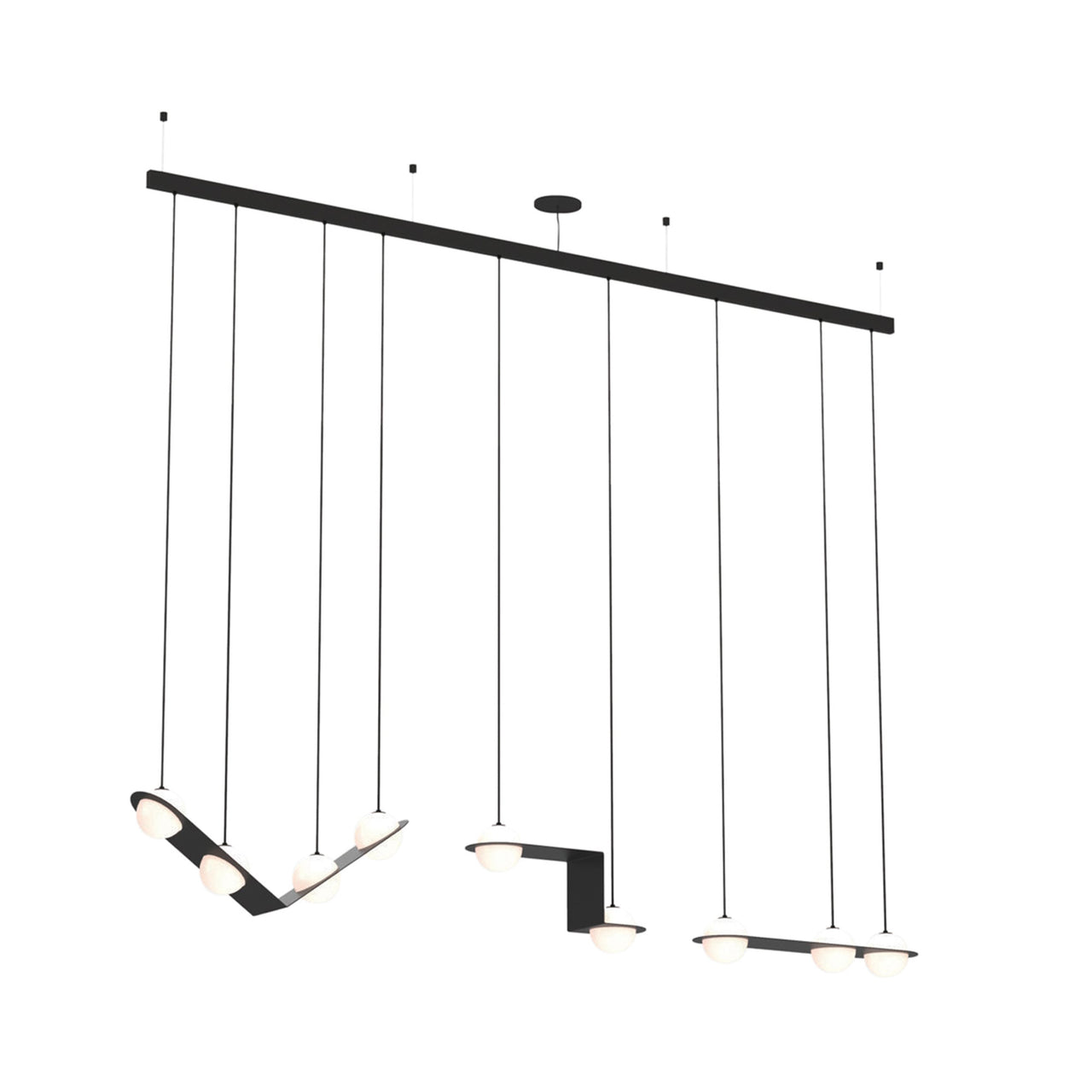Laurent 13 Suspension Lamp: Textured Black + Black