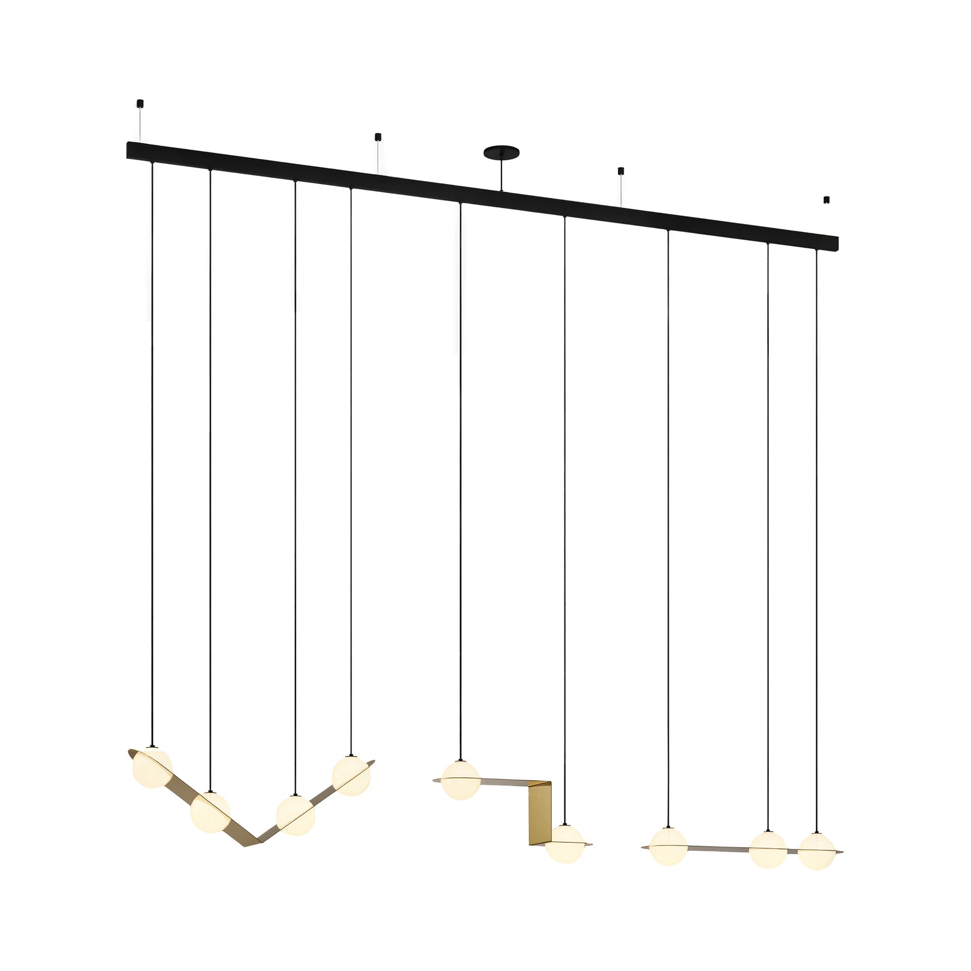 Laurent 13 Suspension Lamp: Brass + Black