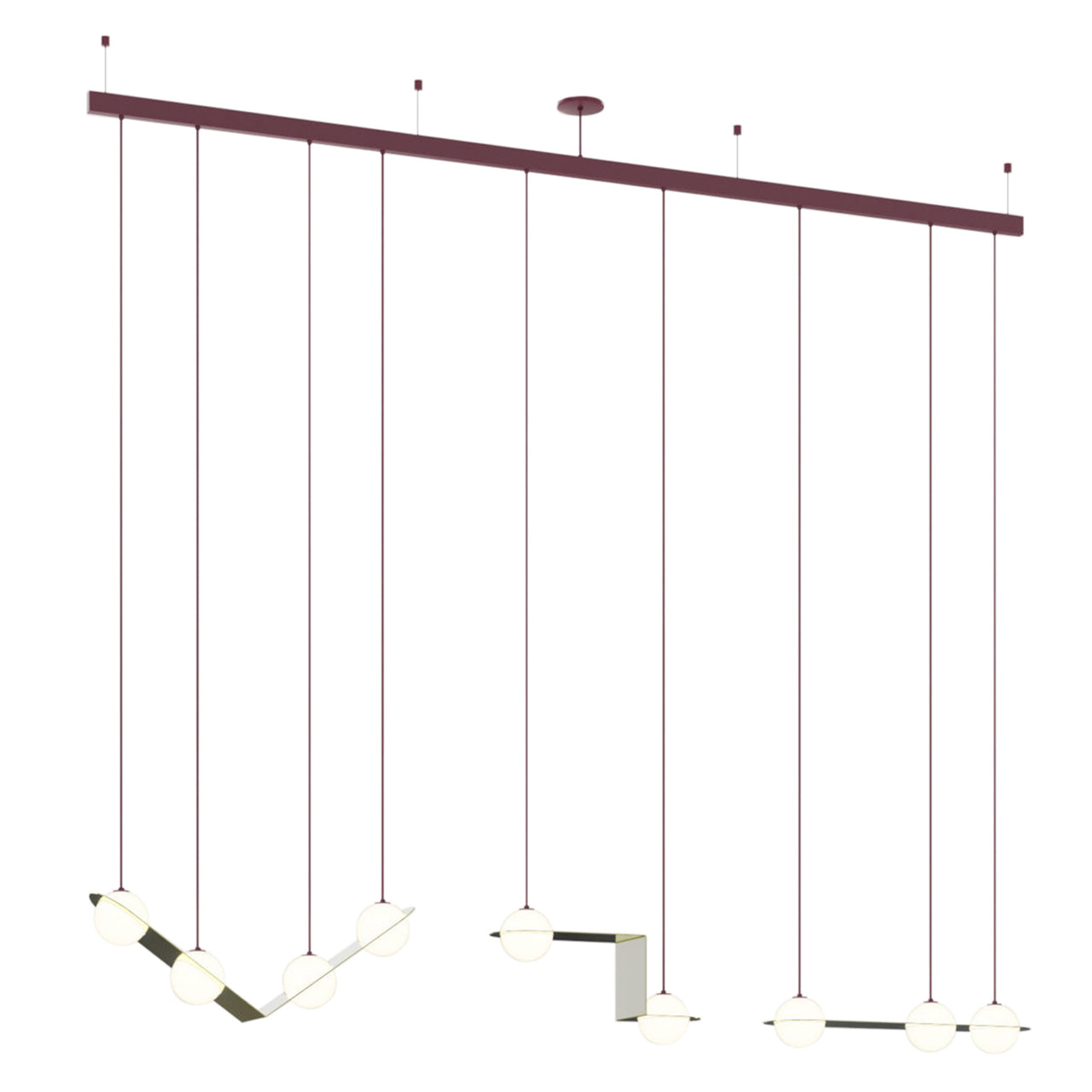 Laurent 13 Suspension Lamp: Brass + Burgundy