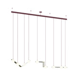 Laurent 13 Suspension Lamp: Brass + Burgundy