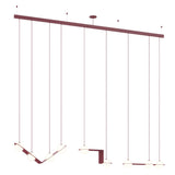 Laurent 13 Suspension Lamp: Burgundy + Burgundy