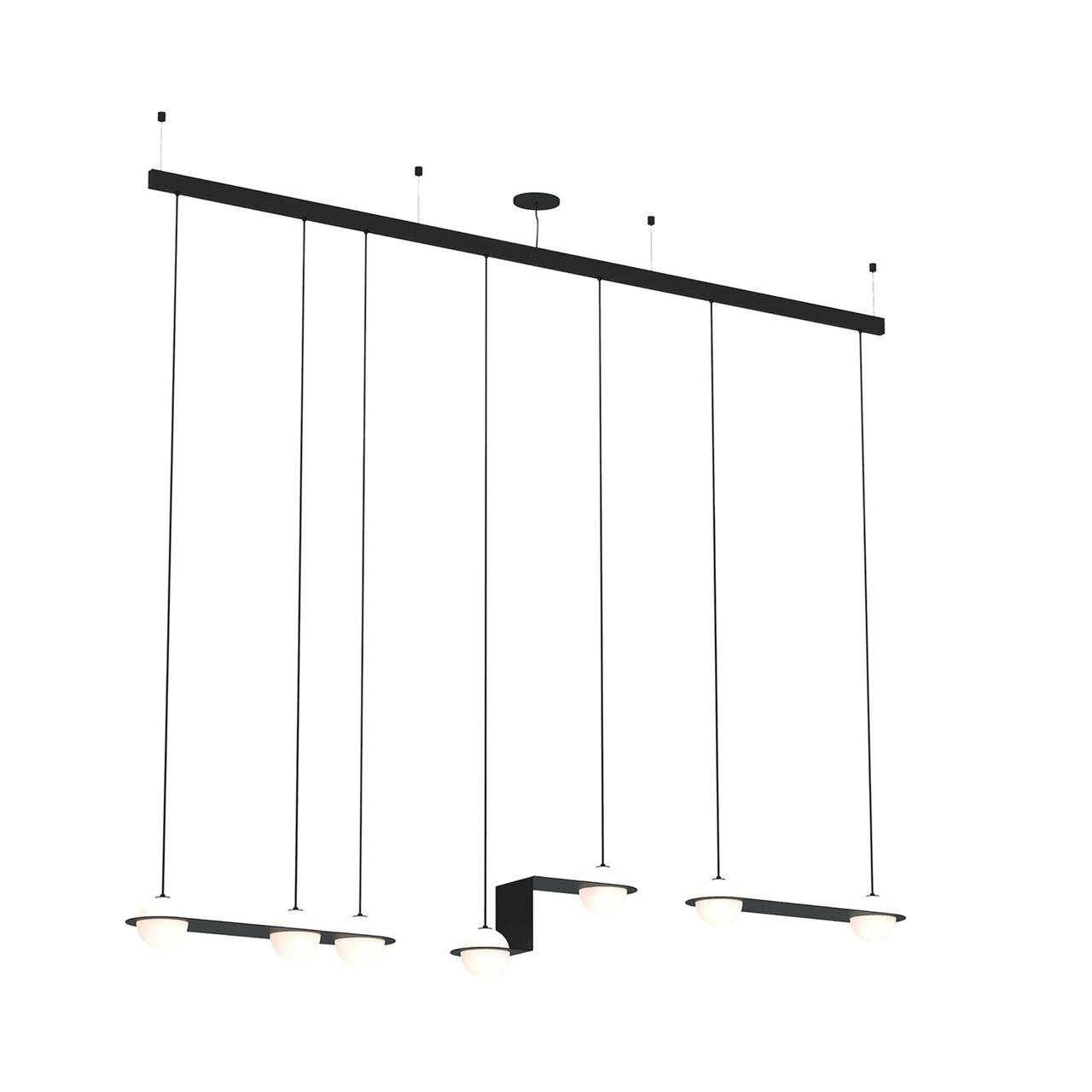 Laurent 14 Suspension Lamp: Textured Black + Black