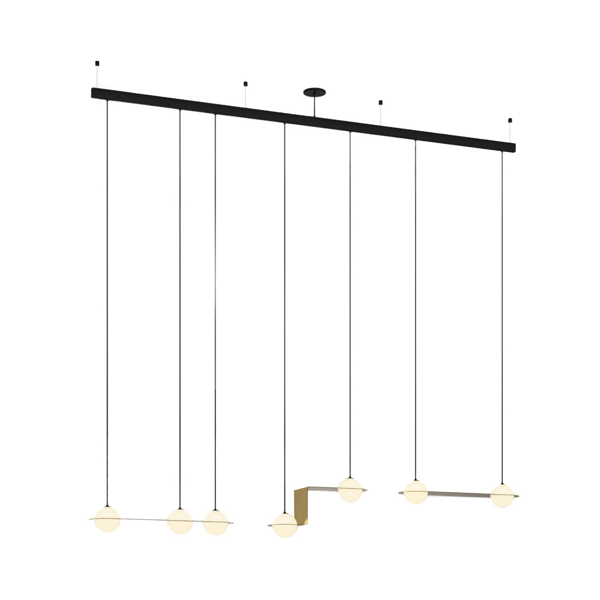 Laurent 14 Suspension Lamp: Textured Brass + Black