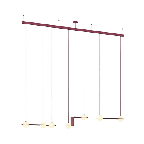 Laurent 14 Suspension Lamp: Textured Burgundy + Burgundy