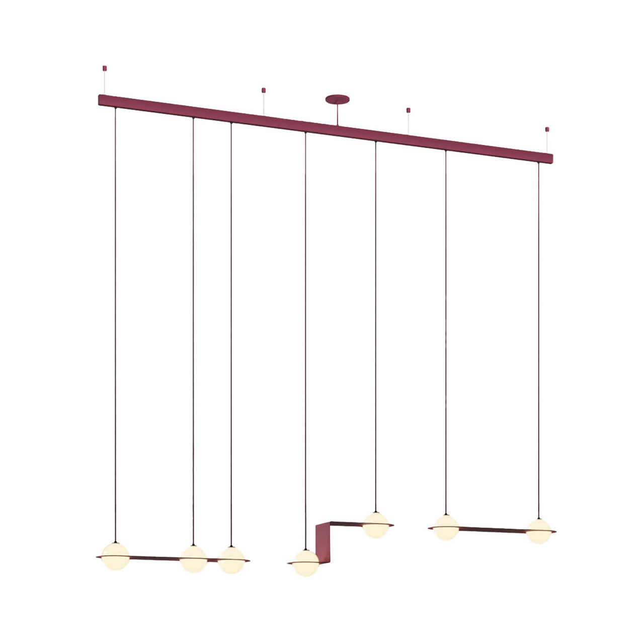 Laurent 14 Suspension Lamp: Textured Burgundy + Burgundy