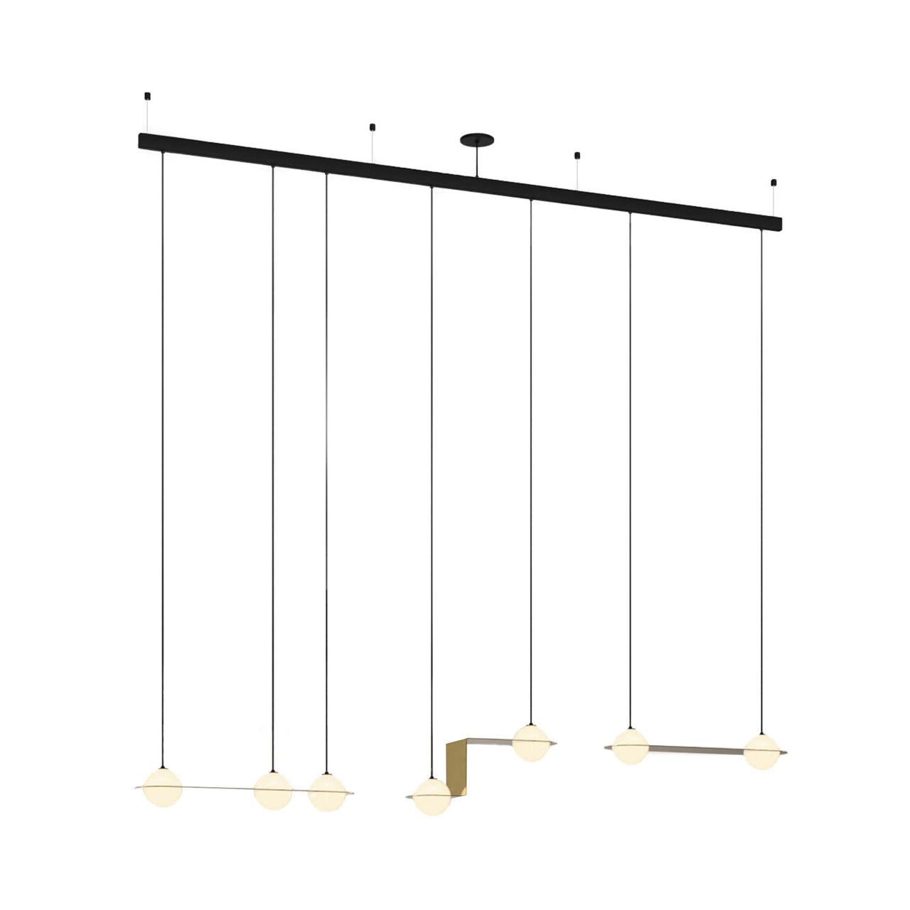 Laurent 14 Suspension Lamp: Textured Brass + Black