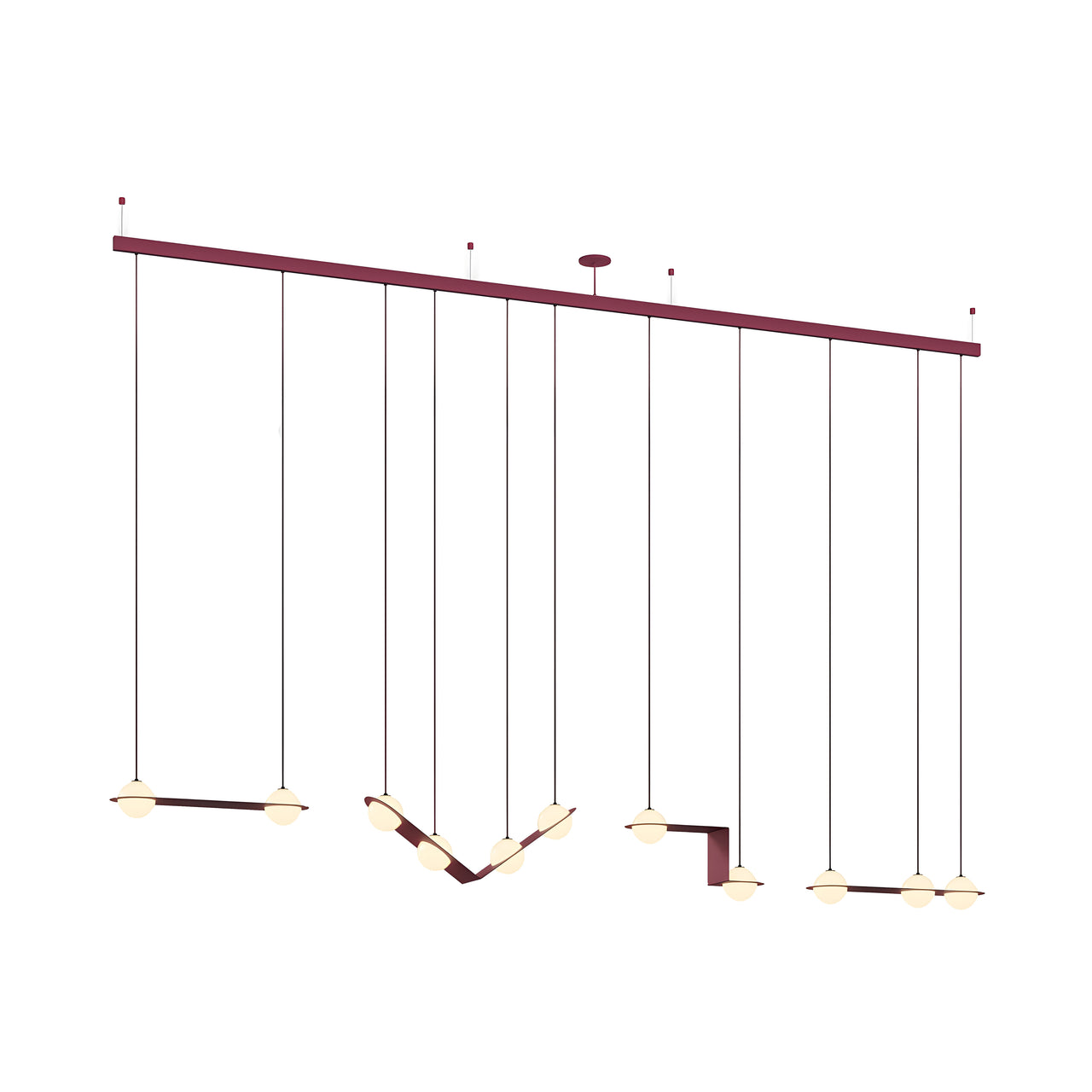 Laurent 15 Suspension Lamp: Textured Burgundy + Burgundy