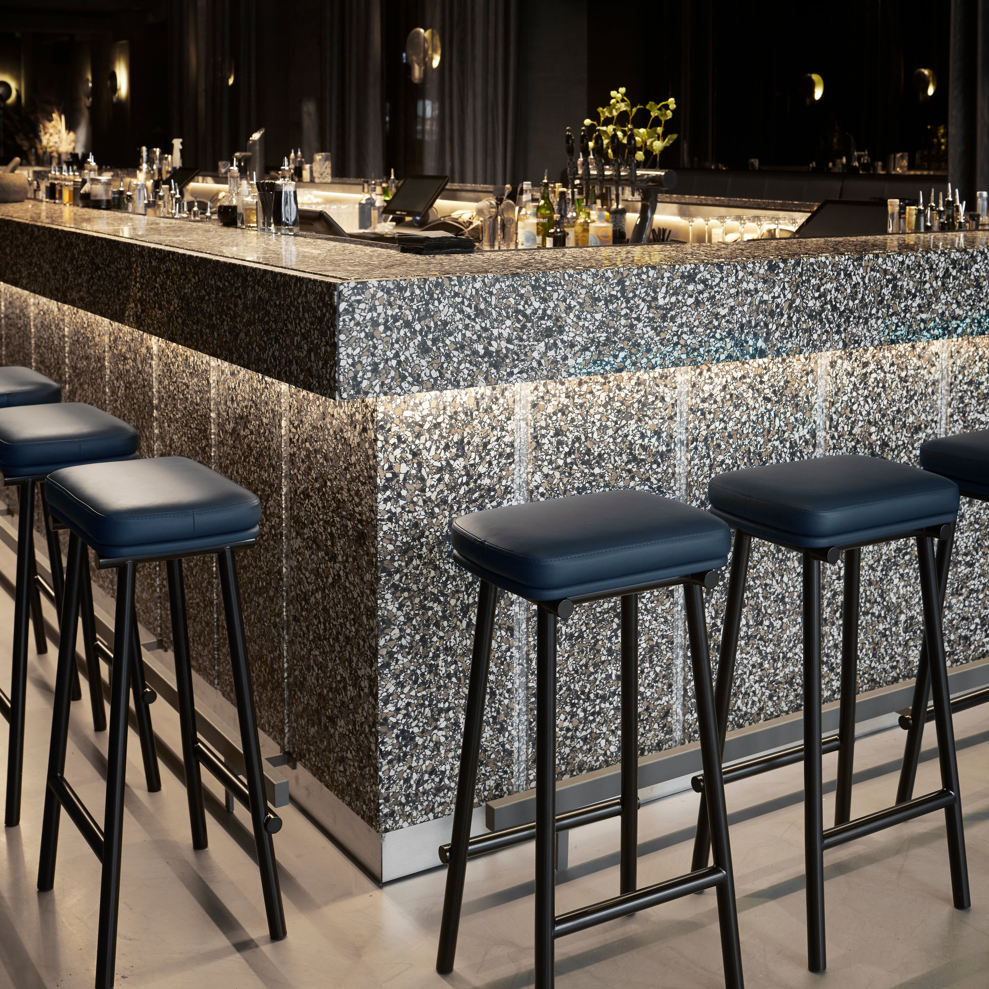 Tubby Tube Bar + Counter Stool: Upholstered